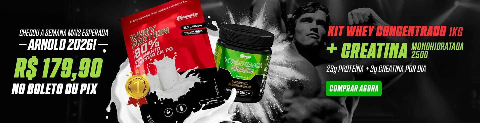 Kit whey protein concentrado 1kg e creatina monohidratada 250g