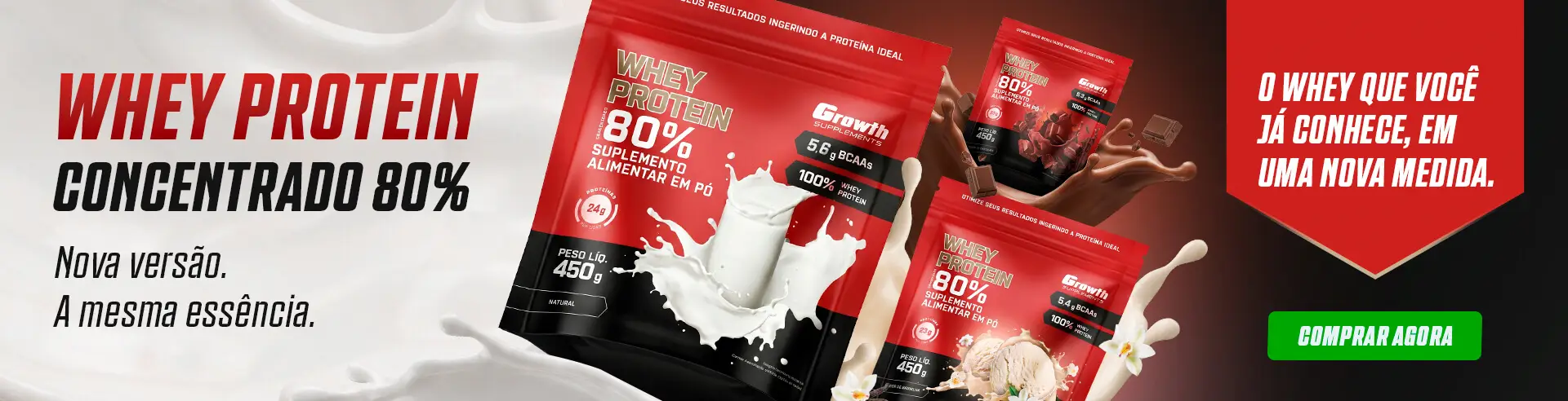 (TOP) WHEY PROTEIN CONCENTRADO 450G - Growth Supplements