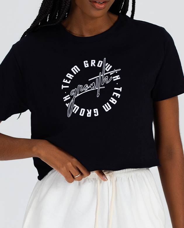 Camiseta Cropped Growth silk local preto