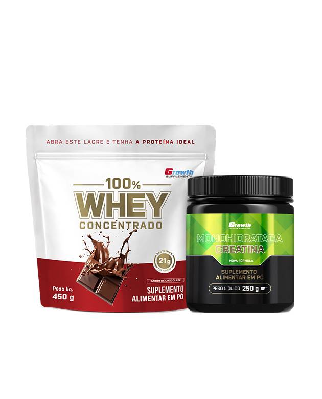 Kit 100% Whey Protein Concentrado 450g e Creatina Monohidratada 250g