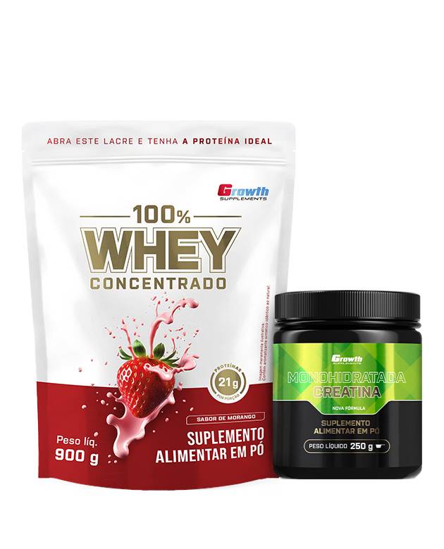 Kit 100% Whey Protein Concentrado 900g e Creatina Monohidratada 250g