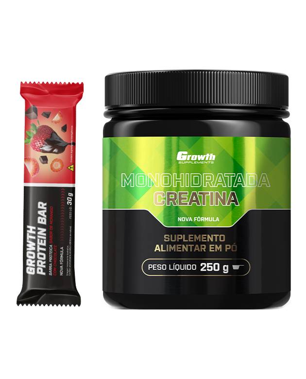 Kit Creatina Monohidratada 250g + Barra de Proteína 30g Display C/ 12 UN