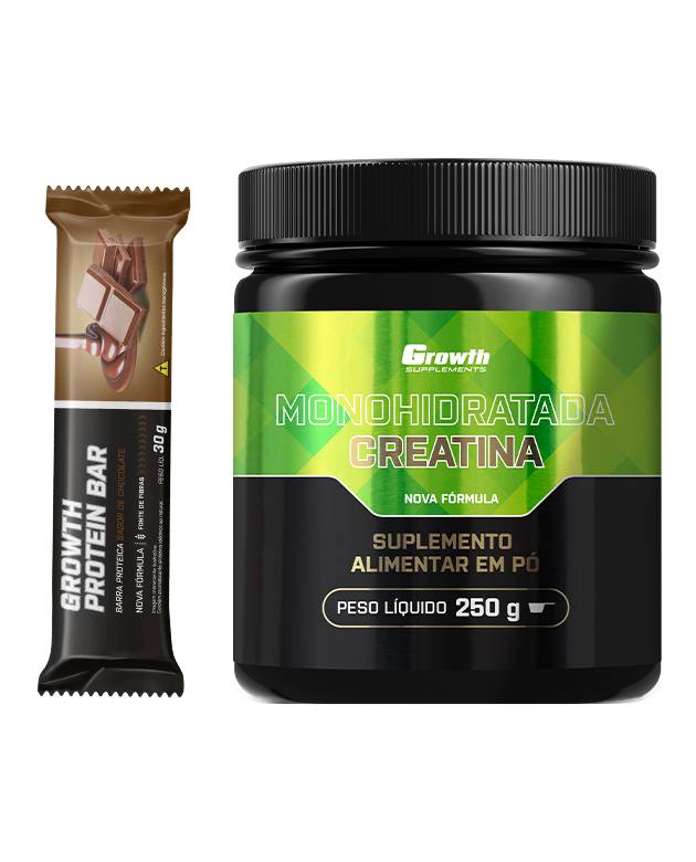 Kit Creatina Monohidratada 250g + Barra de Proteína 30g Display C/ 12 UN