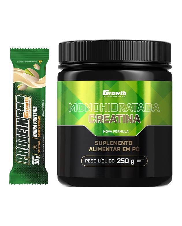 Kit Creatina Monohidratada 250g + Protein Bar 30g Display C/ 12 UN