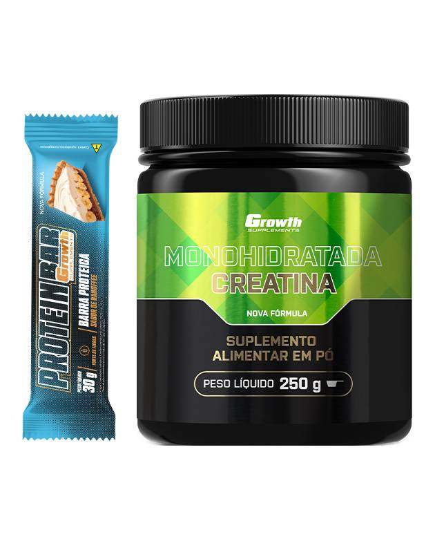 Kit Creatina Monohidratada 250g + Protein Bar 30g Display C/ 12 UN