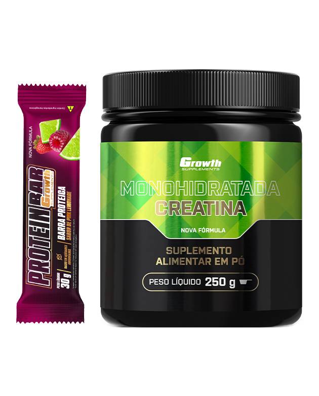 Kit Creatina Monohidratada 250g + Protein Bar 30g Display C/ 12 UN