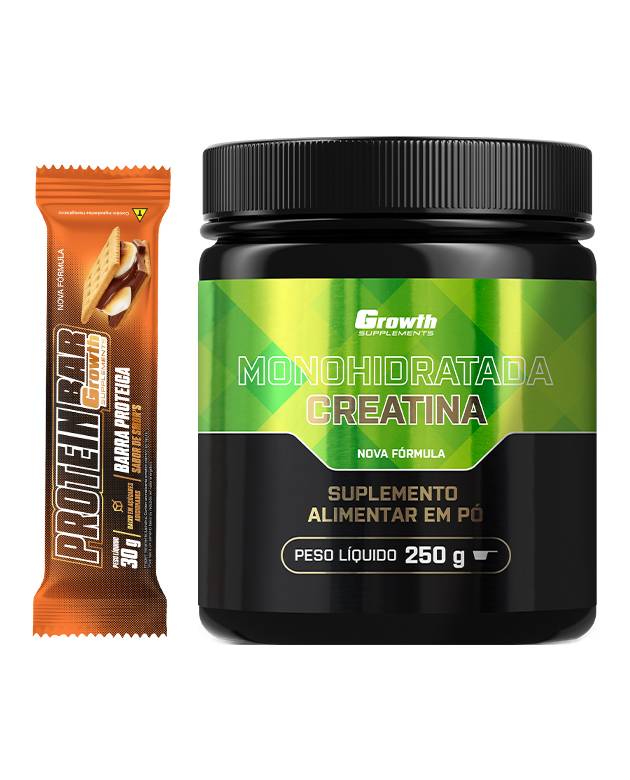 Kit Creatina Monohidratada 250g + Protein Bar 30g Display C/ 12 UN