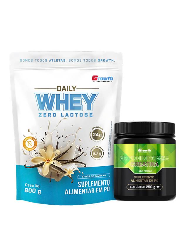 Kit Daily Whey Zero Lactose 800g e Creatina Monohidratada 250g