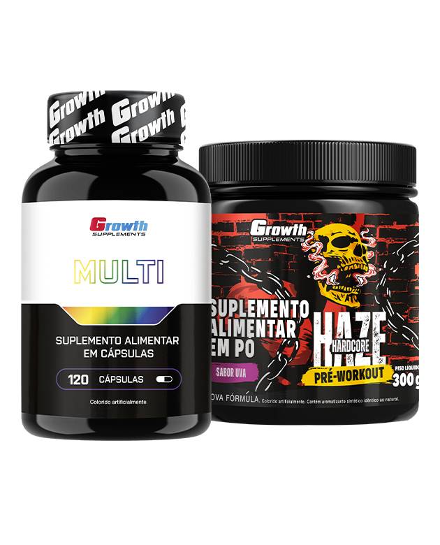 Kit Multivitamínico 120 caps  e Pré-Treino Haze 300g