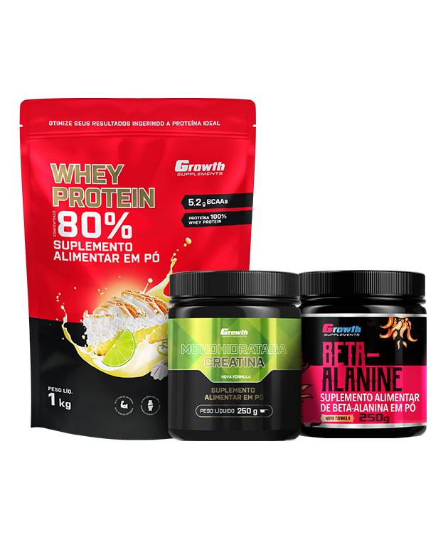 Kit Whey Protein Concentrado 1kg, Creatina Monohidrata 250g, Beta Alanina 250g