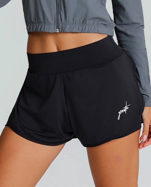 Shorts Duplo Growth Manuscrito Preto